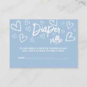 Minimale süße blaue Herzen Baby Shower Windel-Raff Begleitkarte
