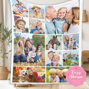 Minimale süße einfache einzigartige 12-Foto-Collag Sherpadecke