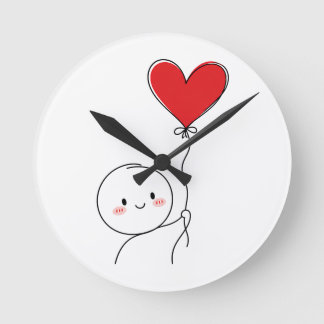 Minimale süße Liebesdoodle Runde Wanduhr