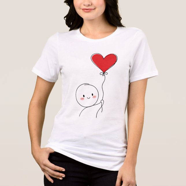 Minimale süße Liebesdoodle Tri-Blend Shirt (Vorderseite)