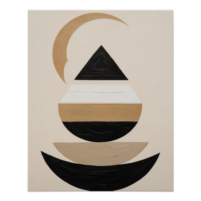 Minimale symbolische geometrische Kunst in warmen  Poster (Vorderseite)