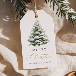 Minimale Tannenbaum-Weihnachtskarte Geschenkanhänger