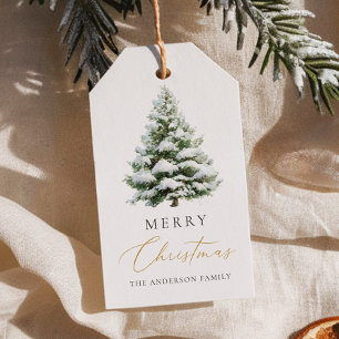 Minimale Tannenbaum-Weihnachtskarte Geschenkanhänger