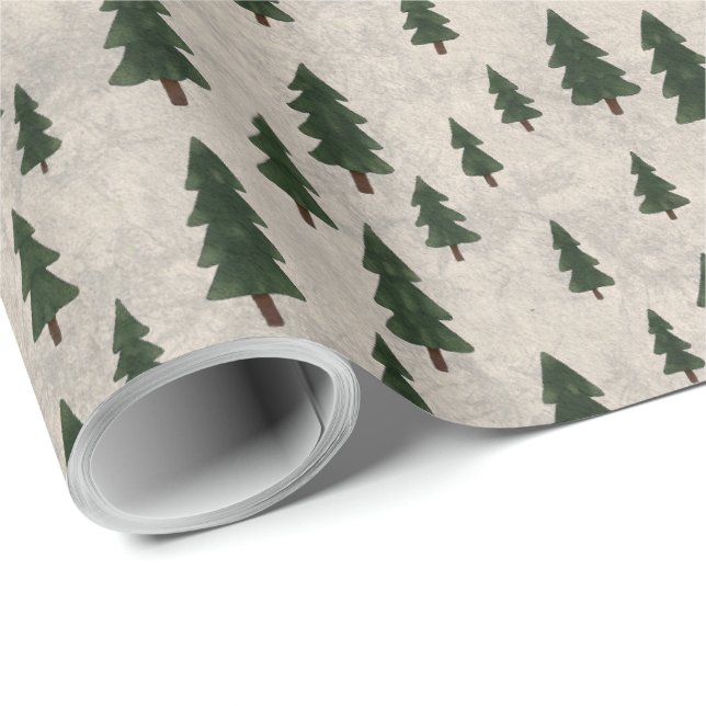 Minimale Tannenbäume Muster-Wrap-Papier Geschenkpapier (Rolleneckpunkt)