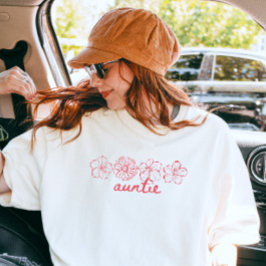 Minimale "Tante" Moderne Rosa Florale Schrift Somm T-Shirt