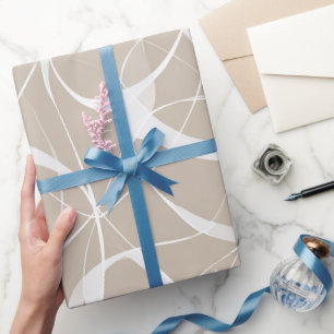 Minimale Taupe-Beige-Organische-Kurve-Abstraktes M Geschenkpapier