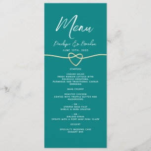 Minimale Teal-Hochzeit Menükarte