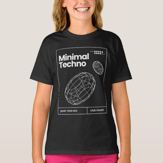Minimale Techno-Musik Sphären Design T-Shirt (Vorderseite)