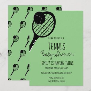 Minimale Tennis-Sport-Baby-Shower-Grüne-Einladung Einladung