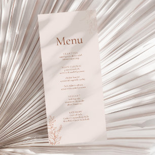 Minimale Terrakotta-Botanik-Hochzeitsmenü Menükarte