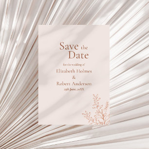 Minimale Terrakotta-Botanik Save the Date Einladung