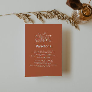 Minimale Terrakotta-Wildblumen-Hochzeitsanweisunge Begleitkarte