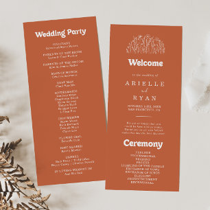 Minimale Terrakotta-Wildblumen-Hochzeitsprogramm Programm