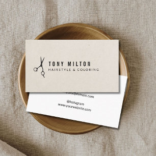 Minimale Textur Beige Schwarze Schere Friseur Visitenkarte