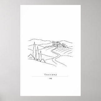 Minimale Toskana-Linienkunst | Italienische Landsc Poster