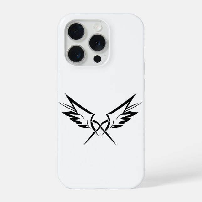 Minimale Tribal Wings Hülle für iPhone 15 Pro (Rückseite)