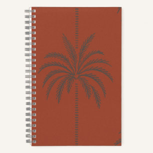 Minimale tropische Palmenbaum-Muster-Terrakotta Notizbuch