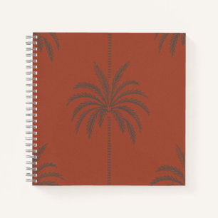 Minimale tropische Palmenbaum-Muster-Terrakotta  Notizbuch