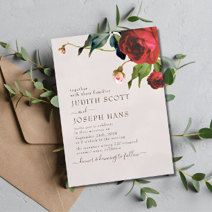 Minimale türkische Rose Hochzeitsplanung Einladung