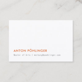 Minimale Typo Orange schwarz Visitenkarte