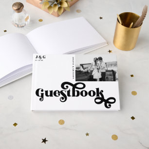 Minimale Typografie 70er Retro Wedding Gäestbook Gästebuch