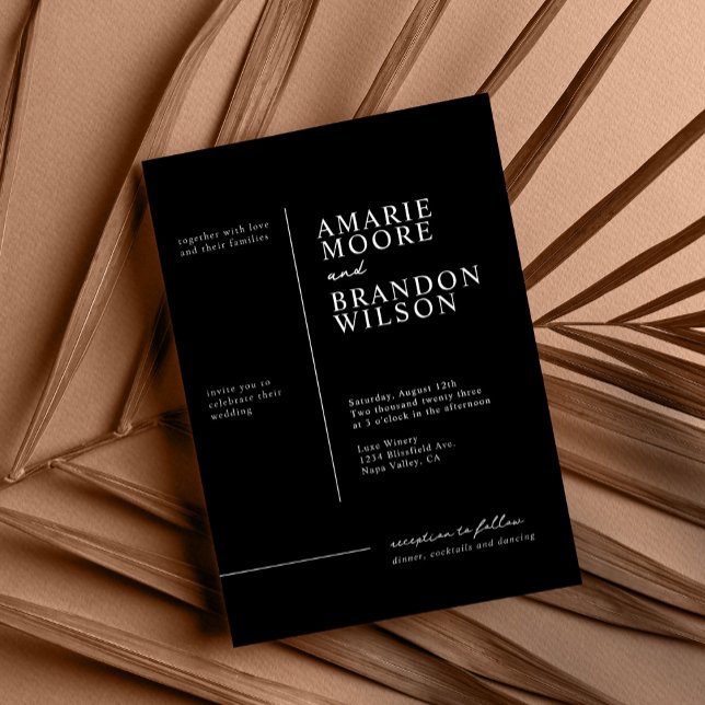 Minimale Typografie Black Wedding Einladung (Von Creator hochgeladen)