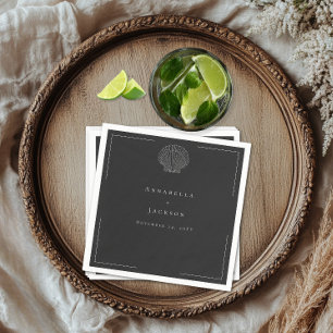 Minimale Typografie Black & White Seashell Wedding Serviette
