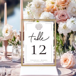 Minimale Typografie Black & White Seashell Wedding Tischnummer