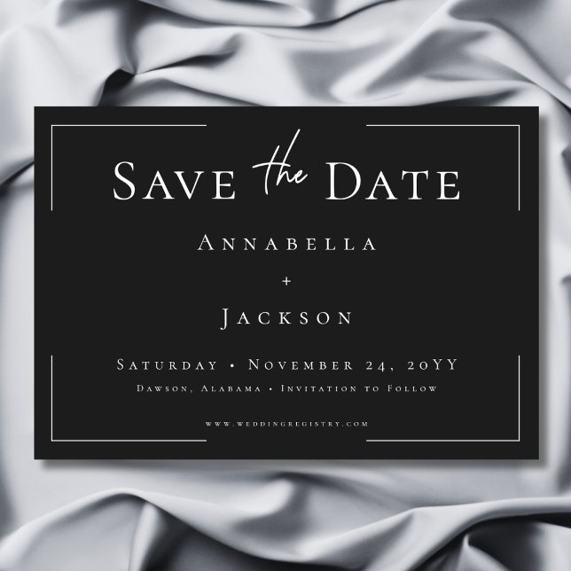 Minimale Typografie Black & White Wedding Save The Date (Minimal Typography Black & White Wedding Save The Date)