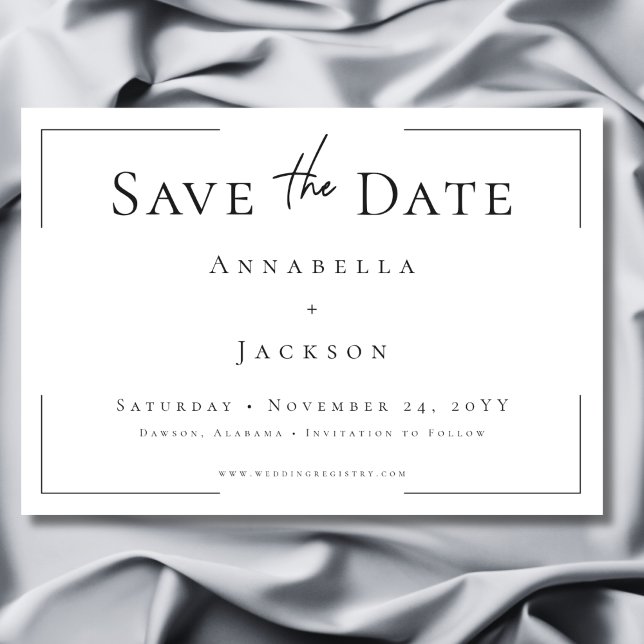 Minimale Typografie Black & White Wedding Save The Date (Minimal Typography Black & White Wedding Save The Date)