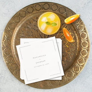 Minimale Typografie Black & White Wedding Serviette