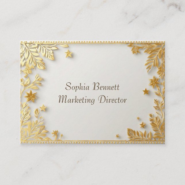 Minimale Typografie Botanisches Blattgold-Gradient Visitenkarte (Vorderseite)