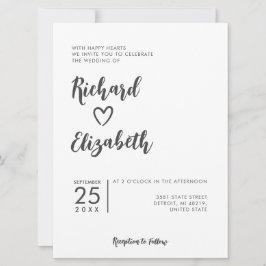 Minimale Typografie Clean Moderne Hochzeit Einladung