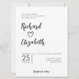 Minimale Typografie Clean Moderne Hochzeit Einladung