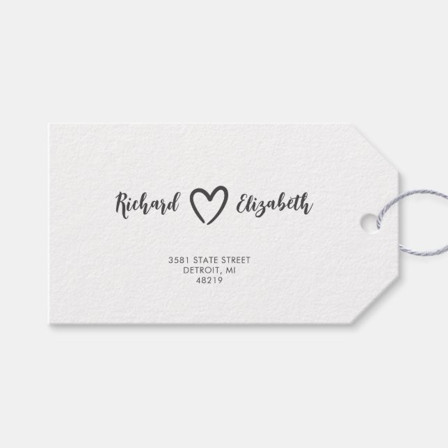 Minimale Typografie Clean Moderne Hochzeit Geschenkanhänger (Vorderseite (Horizontal))