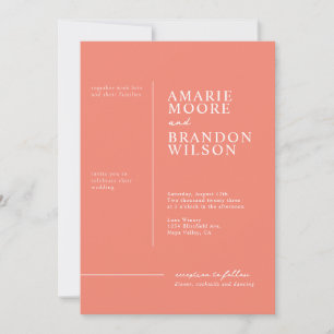 Minimale Typografie Korallen Hochzeitseinladung Einladung