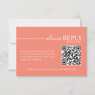 Minimale Typografie Korallen-QR-RSVP-Karte RSVP Karte
