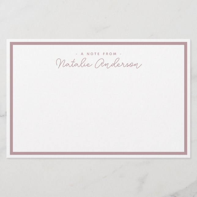 Minimale Typografie Lässige Script Pastel-Rose Briefpapier (Vorderseite)