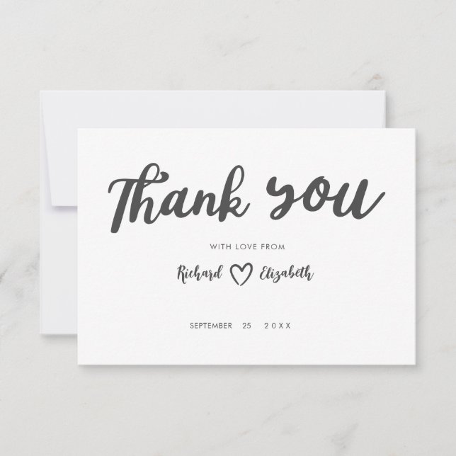 Minimale Typografie Moderne Hochzeit Danke (Vorderseite)