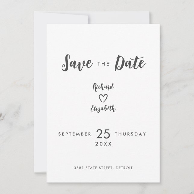Minimale Typografie Moderne Hochzeit retten das Da Save The Date (Vorderseite)