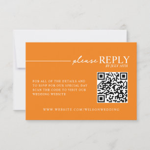 Minimale Typografie Orange QR RSVP Karte