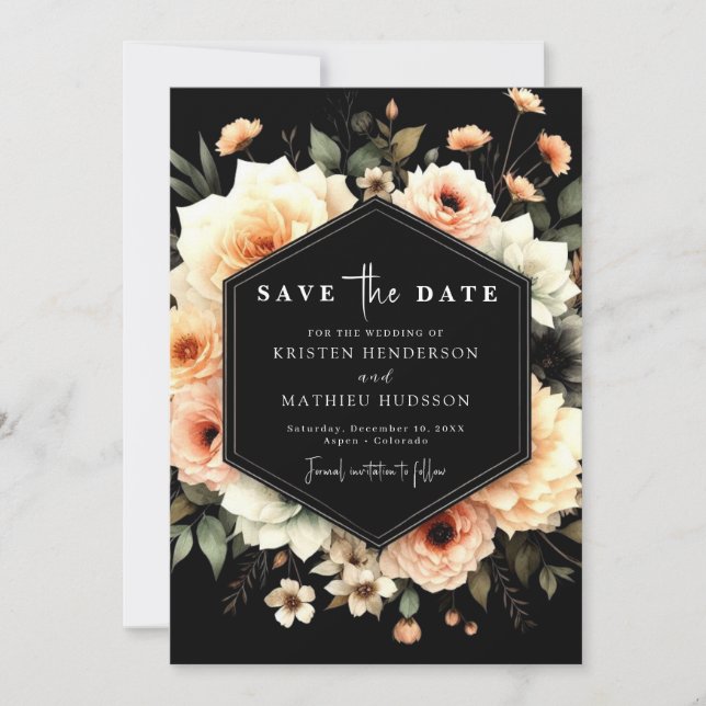Minimale Typografie Peach Wedding Save The Date (Vorderseite)