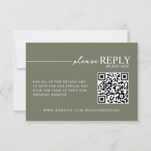 Minimale Typografie Sage Green QR RSVP Karte