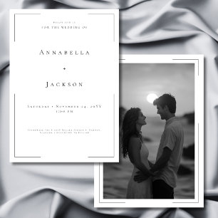 Minimale Typografie Schwarz-Weiß-Foto-Hochzeit Einladung