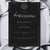 Minimale Typografie Schwarz-Weiß-Muschel Hochzeit