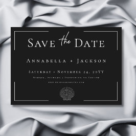 Minimale Typografie Schwarz-Weiß-Muschel Hochzeit Save The Date