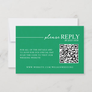 Minimale Typografie Tropische grüne QR-RSVP-Karte RSVP Karte