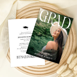 Minimale Typografie und Abschluss-Foto Einladung