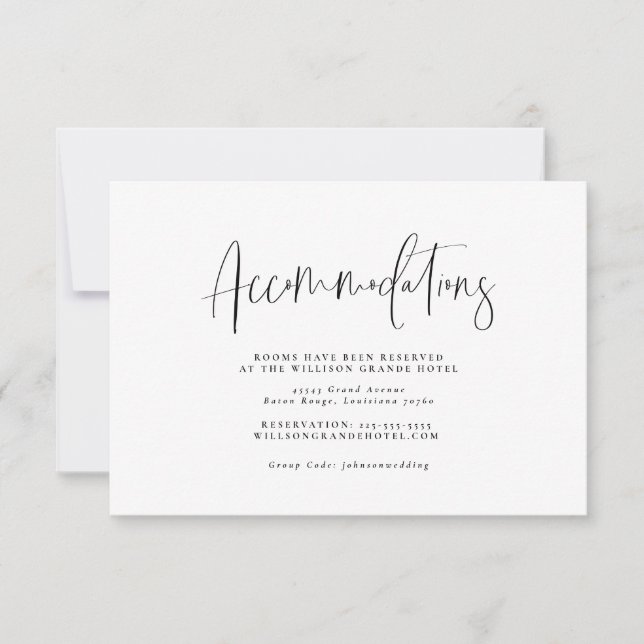 Minimale Typografie-Unterkünfte Einschlusskarte RSVP Karte (Vorderseite)