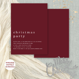 Minimale Typografie Weihnachtsgebäck Burgundy Part Einladung